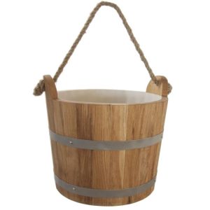 oak sauna bucket with rope handle 12 litres large