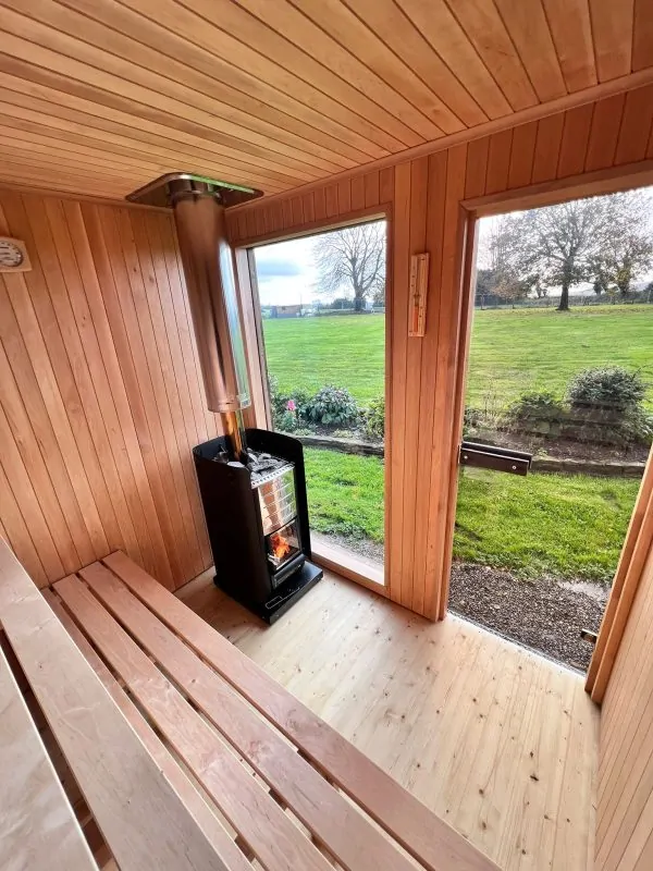 Woodburning Sauna With Vertical Window